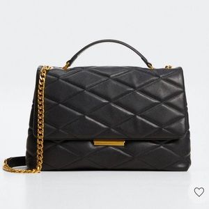 Black Quilted Chain Bag with Gold Chains